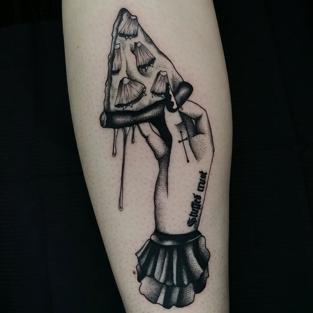 Unique pizza tattoo showcasing culinary passion Tattoo Design