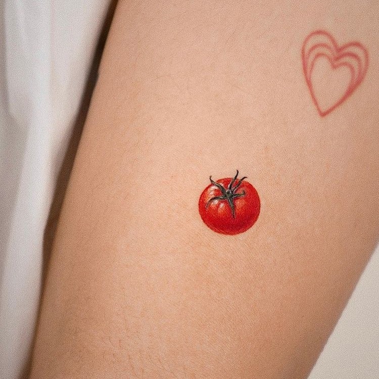 Vibrant Tomato Tattoo for Culinary Aficionados Tattoo Design