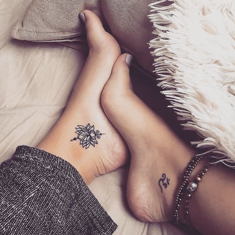 Elegant lotus tattoo adorns the ankle. Tattoo Design