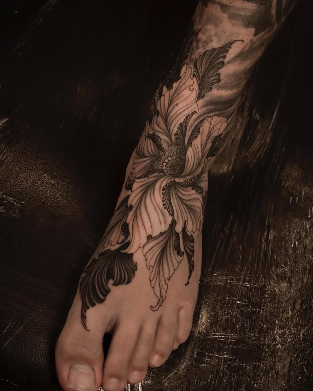 Stunning floral foot tattoo design Tattoo Design
