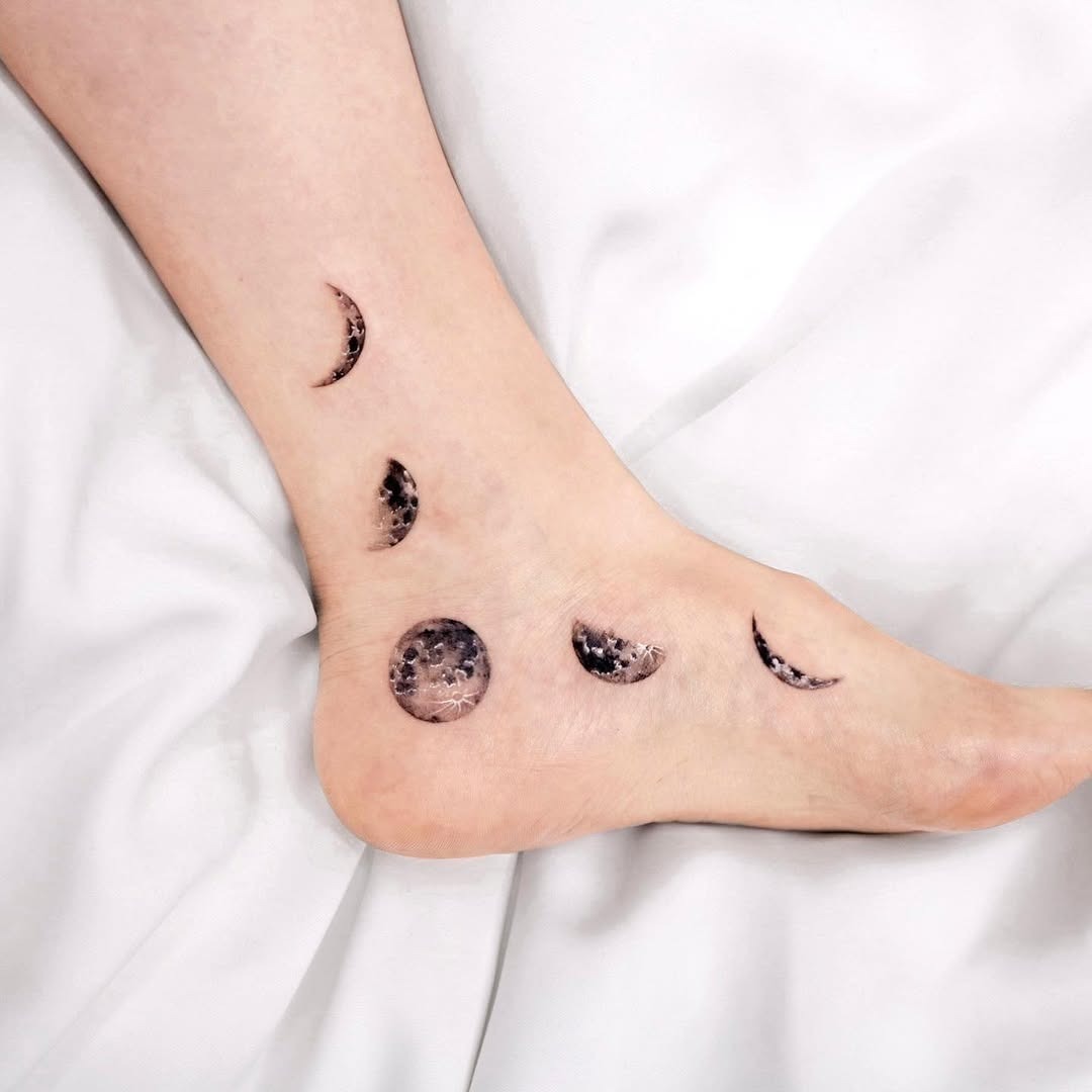 Stunning Moon Phase Foot Tattoo Design Tattoo Design