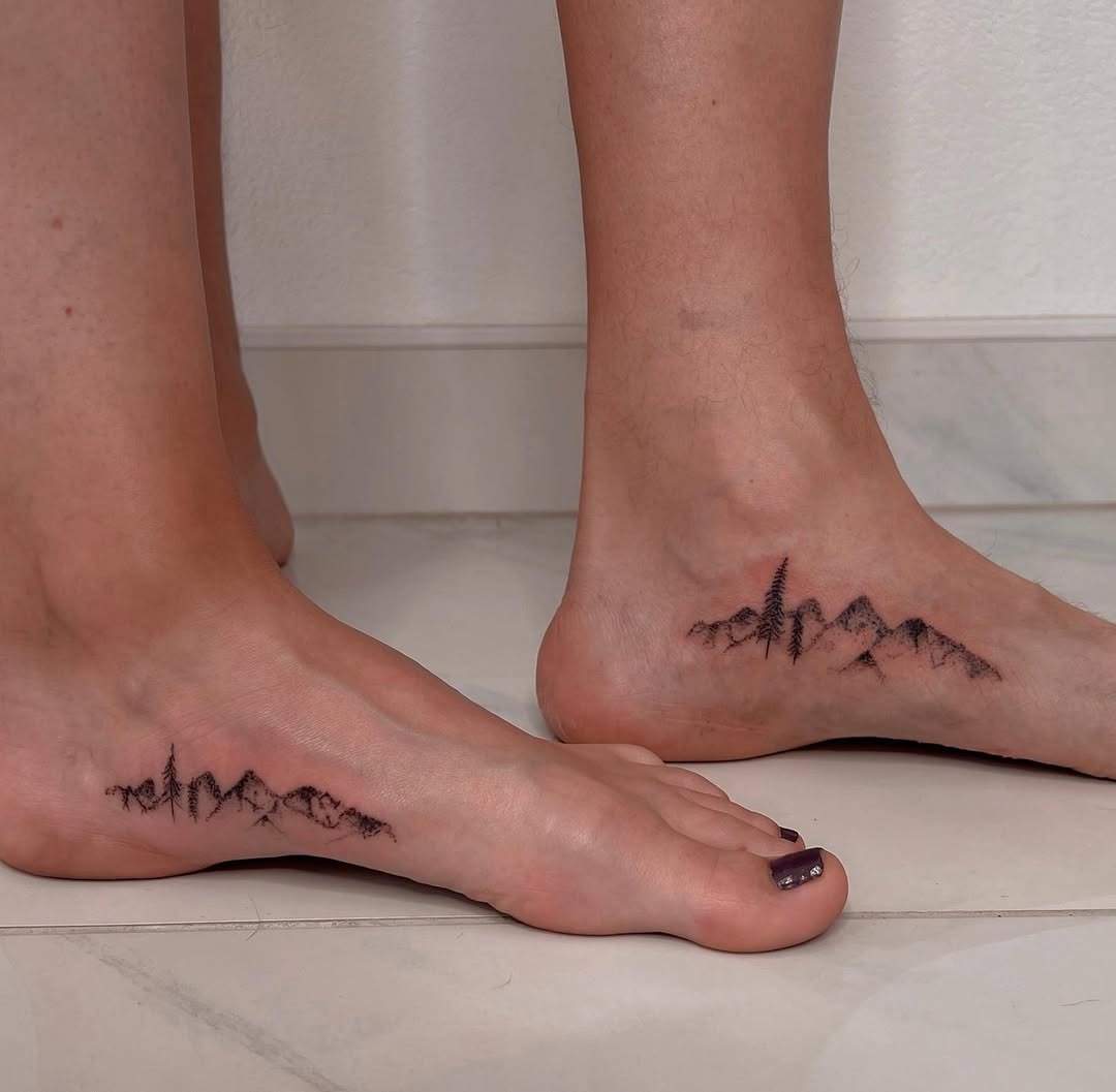 Stunning Mountain Range Foot Tattoos Tattoo Design