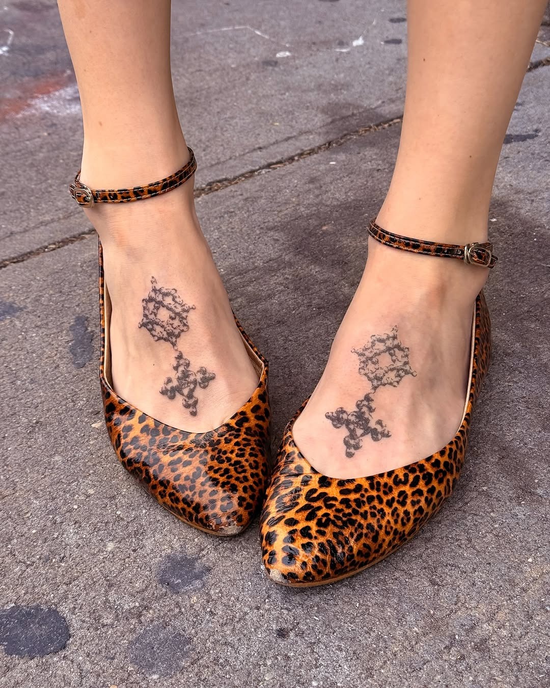 Stylish Foot Tattoos Complementing Animal Print Heels Tattoo Design