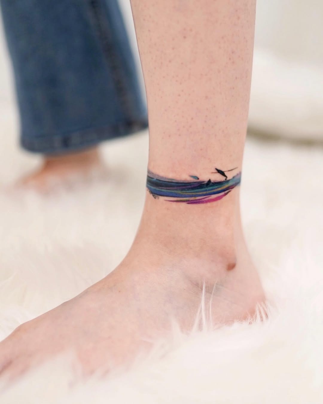 Vibrant wave foot tattoo design Tattoo Design