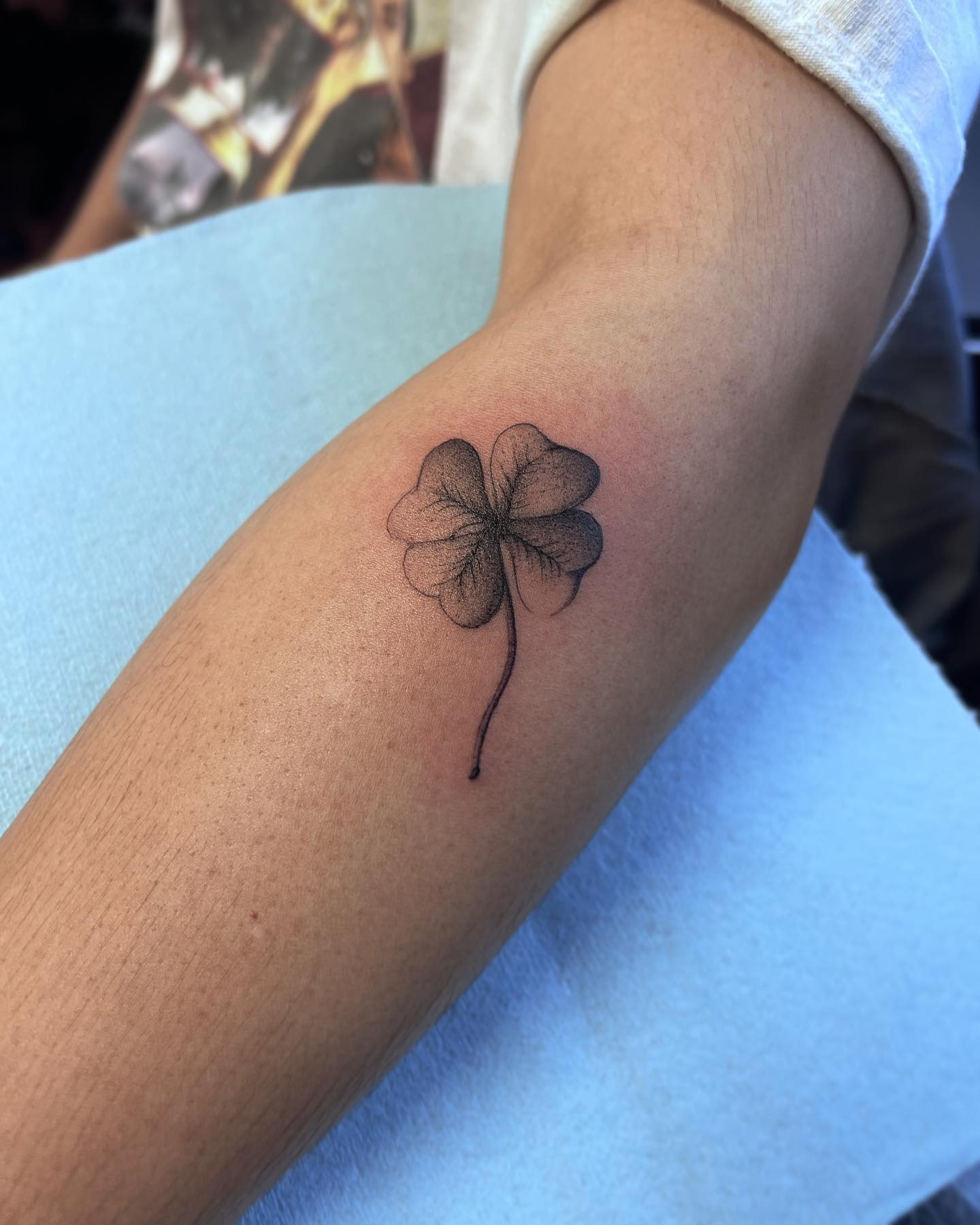 Elegant black and gray four-leaf clover tattoo Tattoo Design