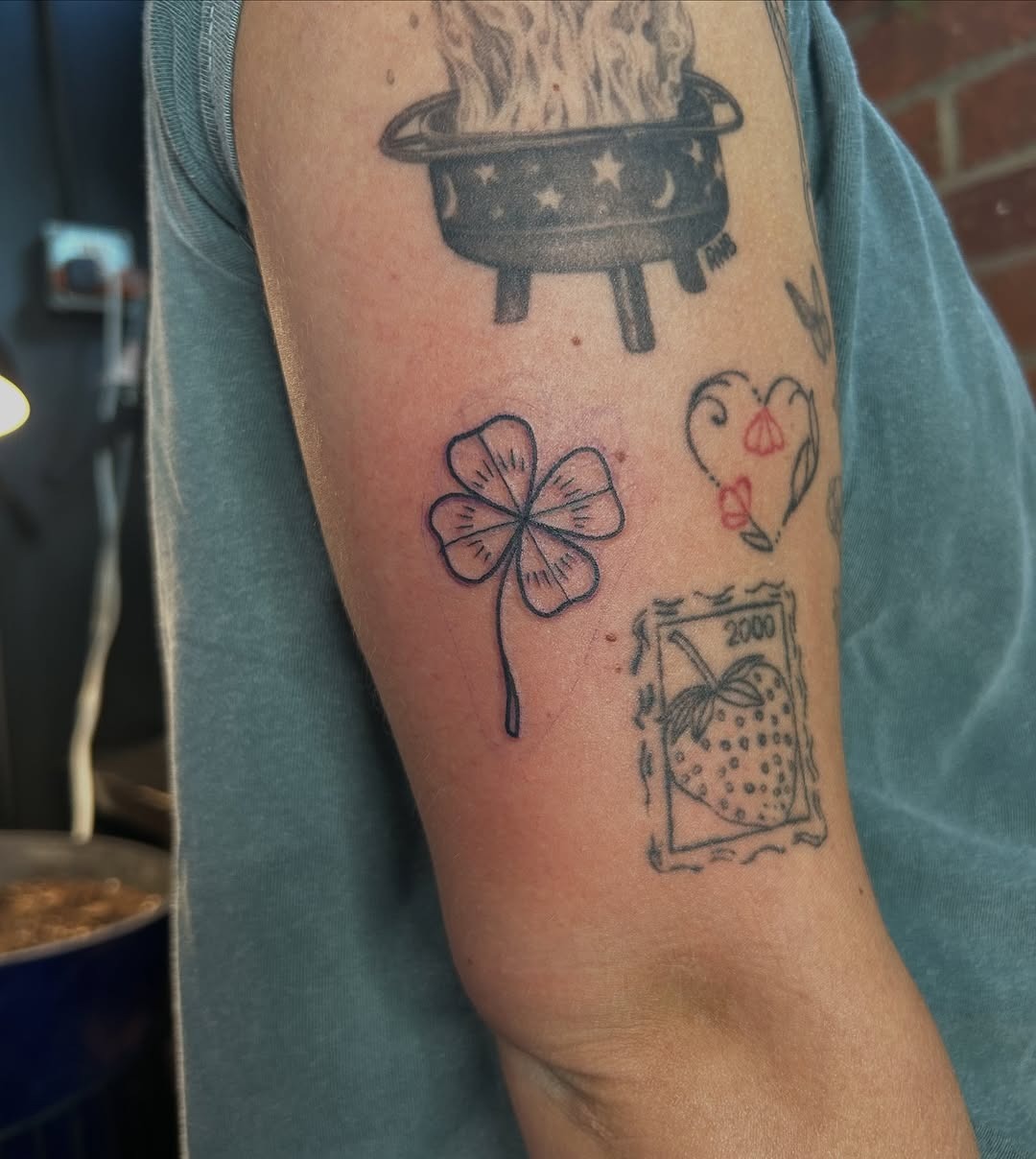 Minimalist four leaf clover tattoo design Tattoo Design