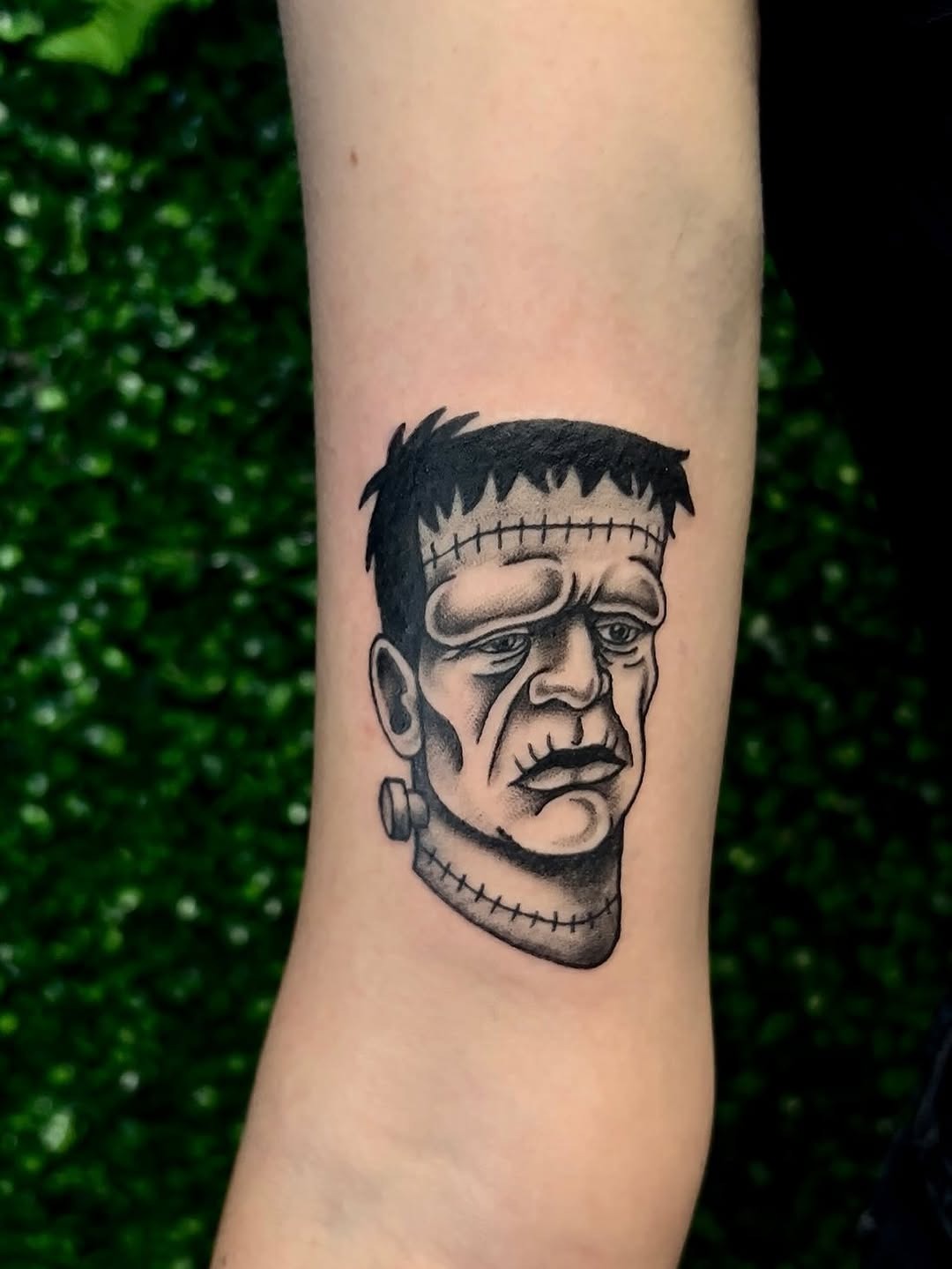 Classic Frankenstein Portrait Tattoo on Arm Tattoo Design