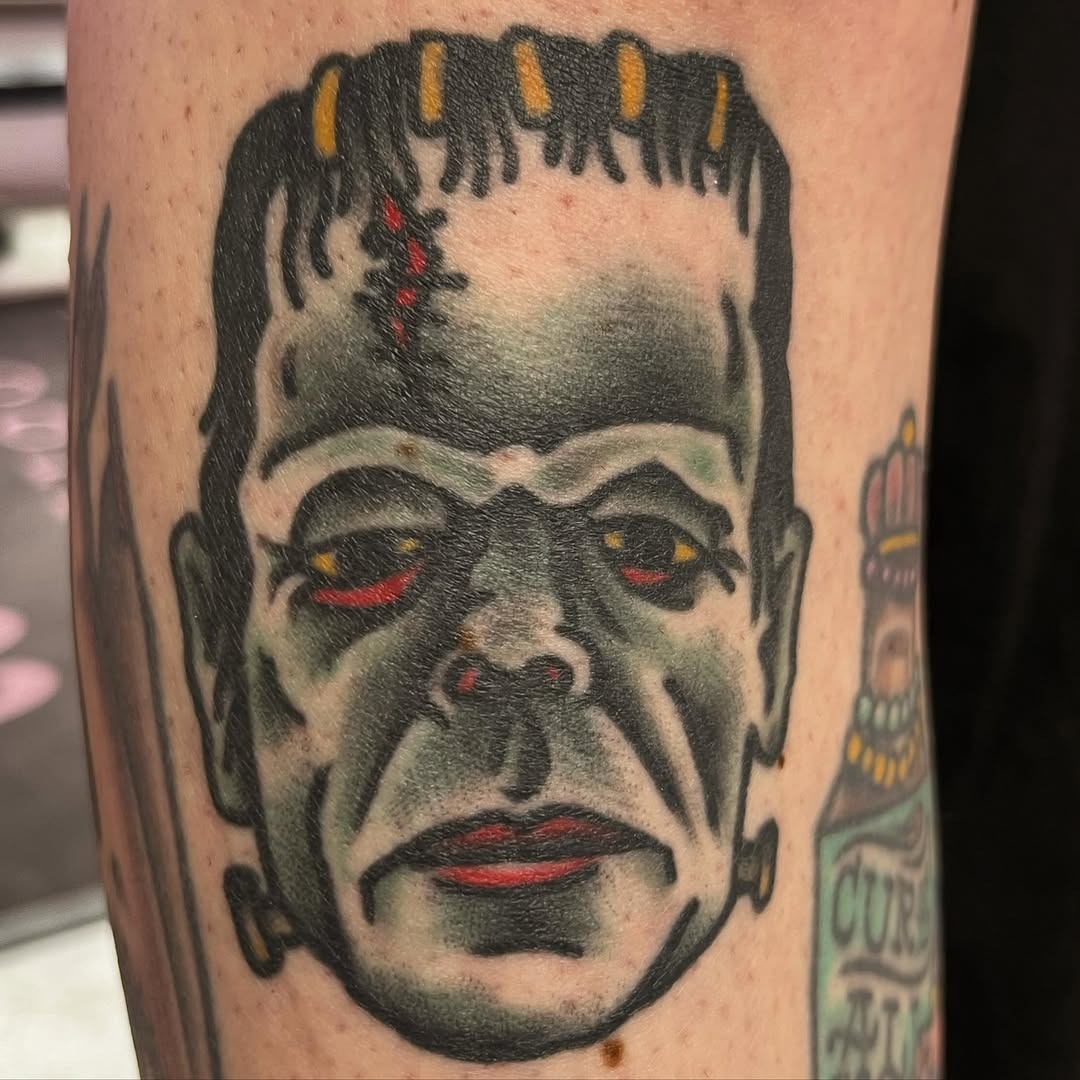 Striking Frankenstein design captures classic horror essence Tattoo Design
