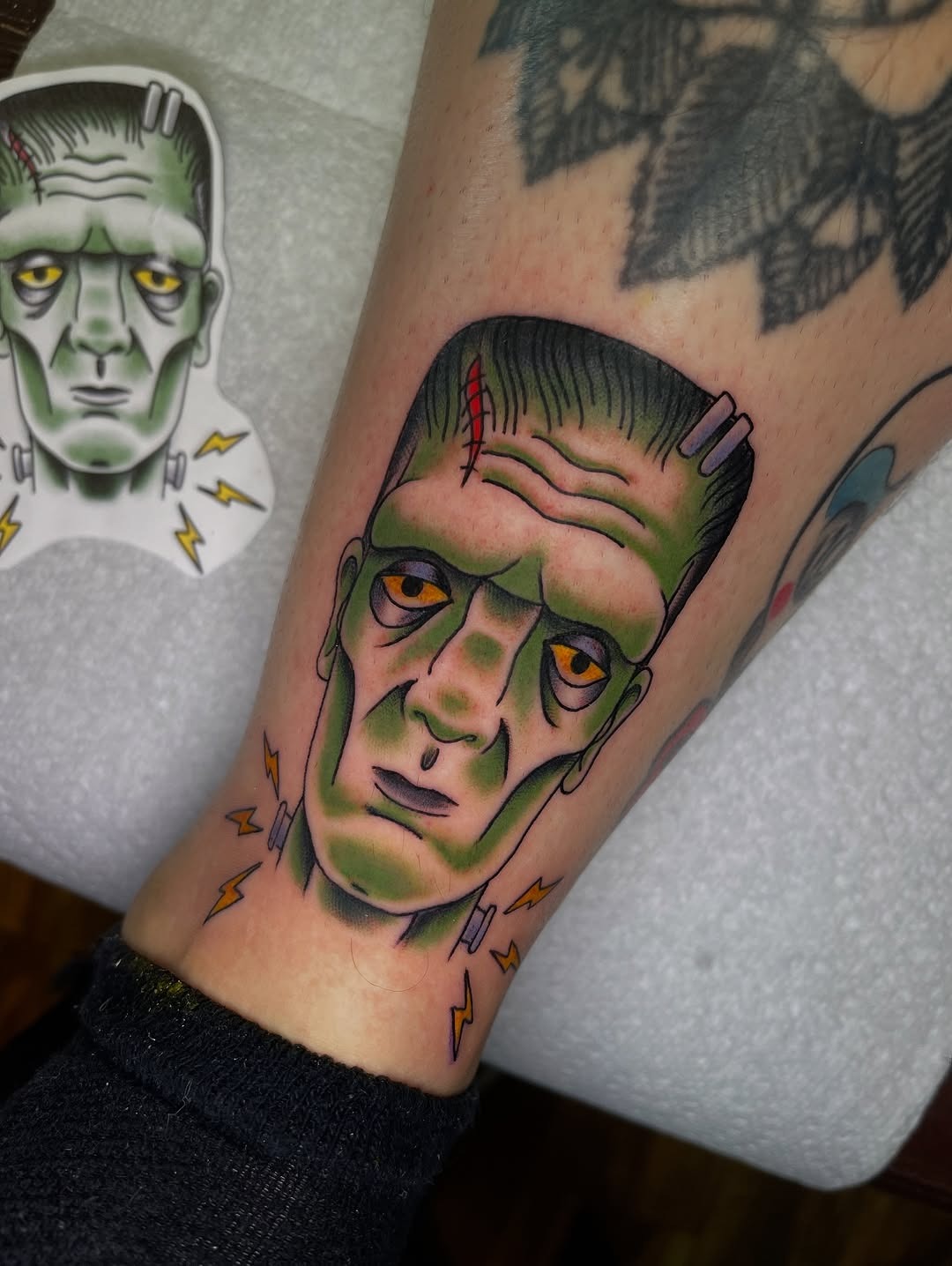 Vibrant and Bold Frankenstein Tattoo Design Tattoo Design