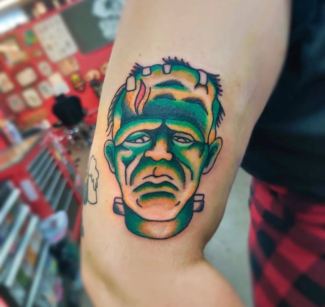Vibrant Frankenstein Tattoo on the Arm Tattoo Design