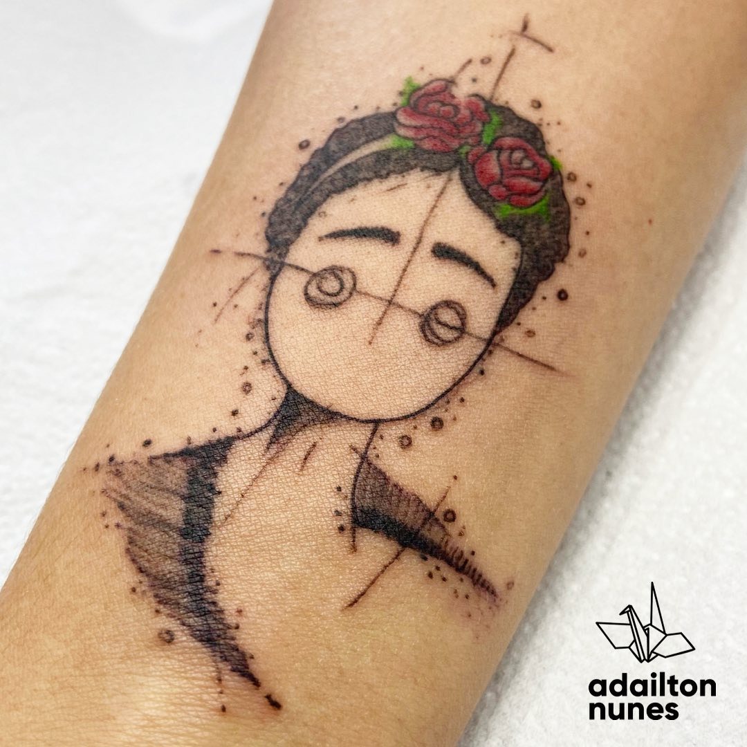 Bold Frida Kahlo Ink on Skin Tattoo Design