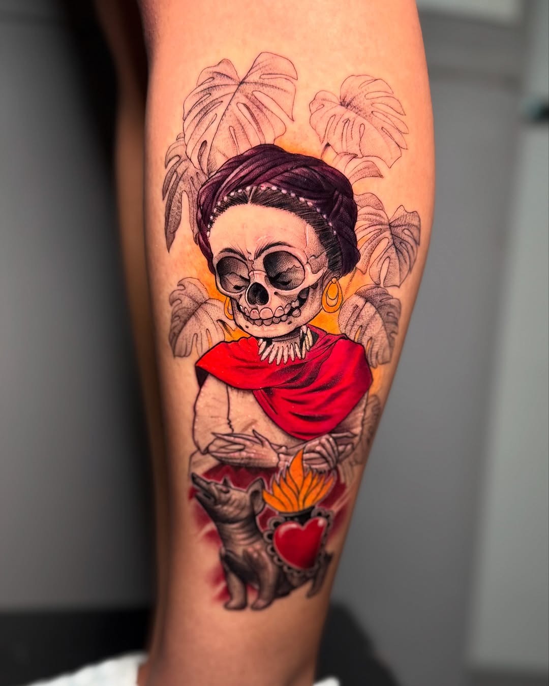 Elegant Frida Kahlo Tribute Tattoo with Butterfly Tattoo Design