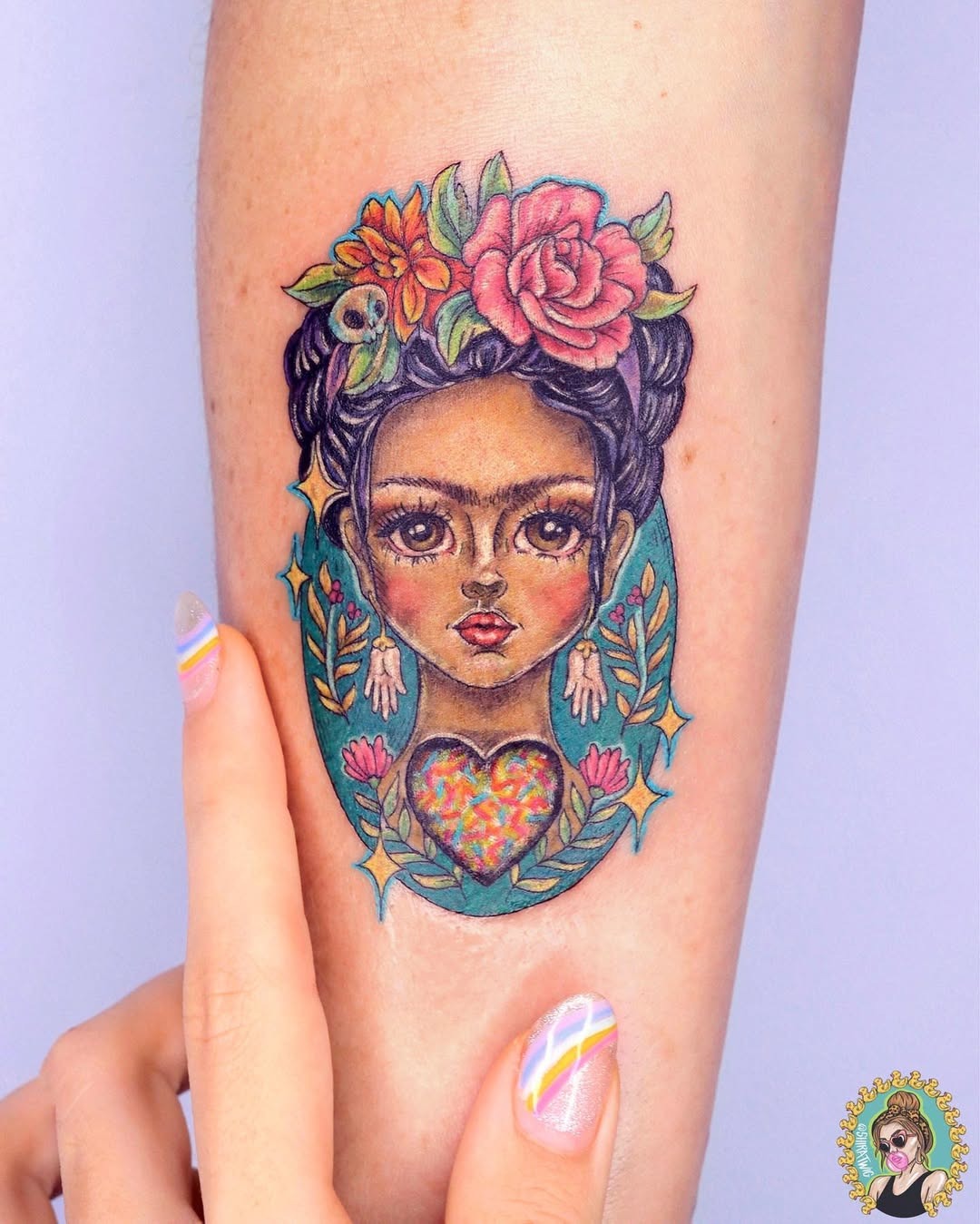 Elegant profile tattoo of Frida Kahlo Tattoo Design
