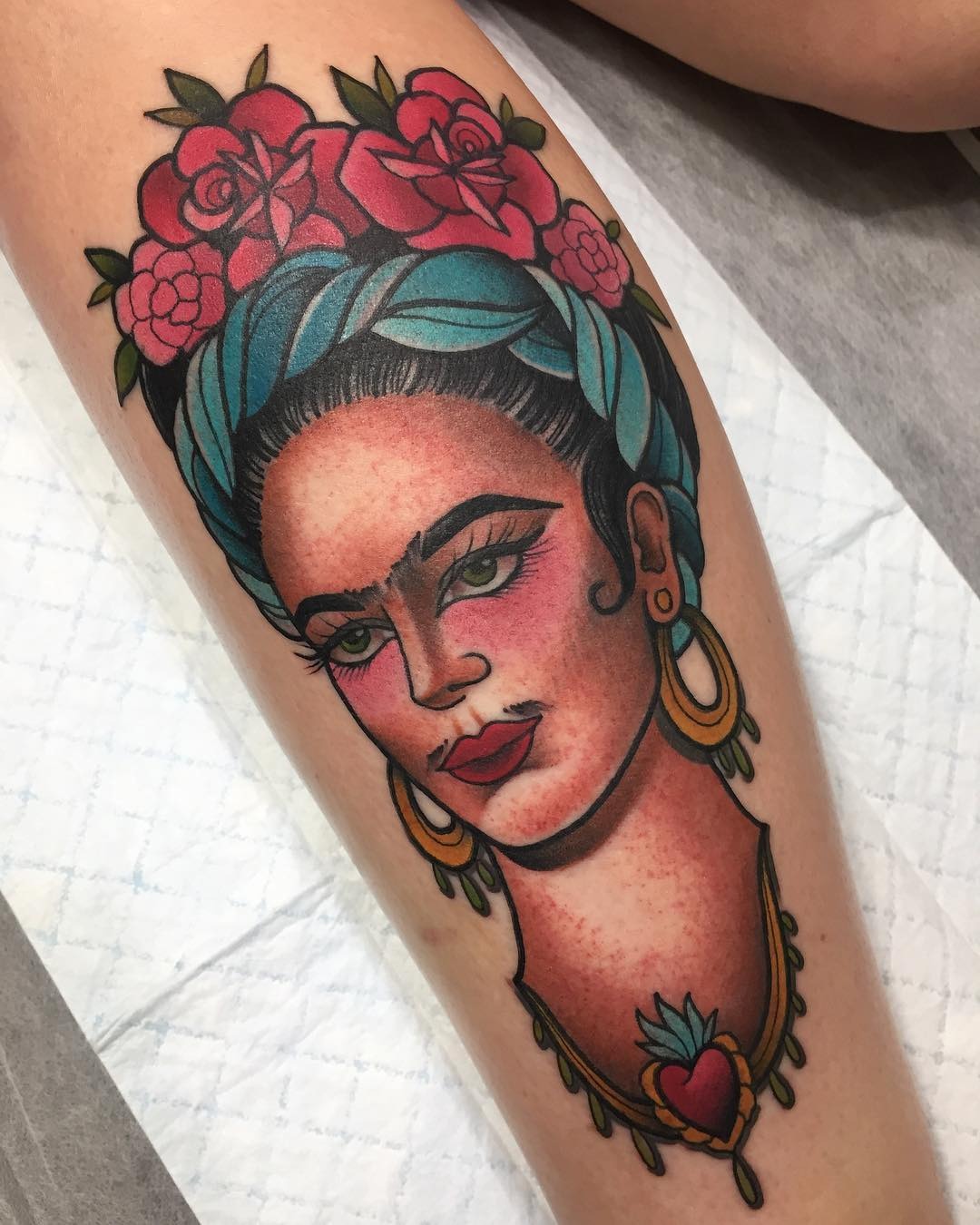 Frida Kahlo-Inspired Floral Tattoo Art Tattoo Design