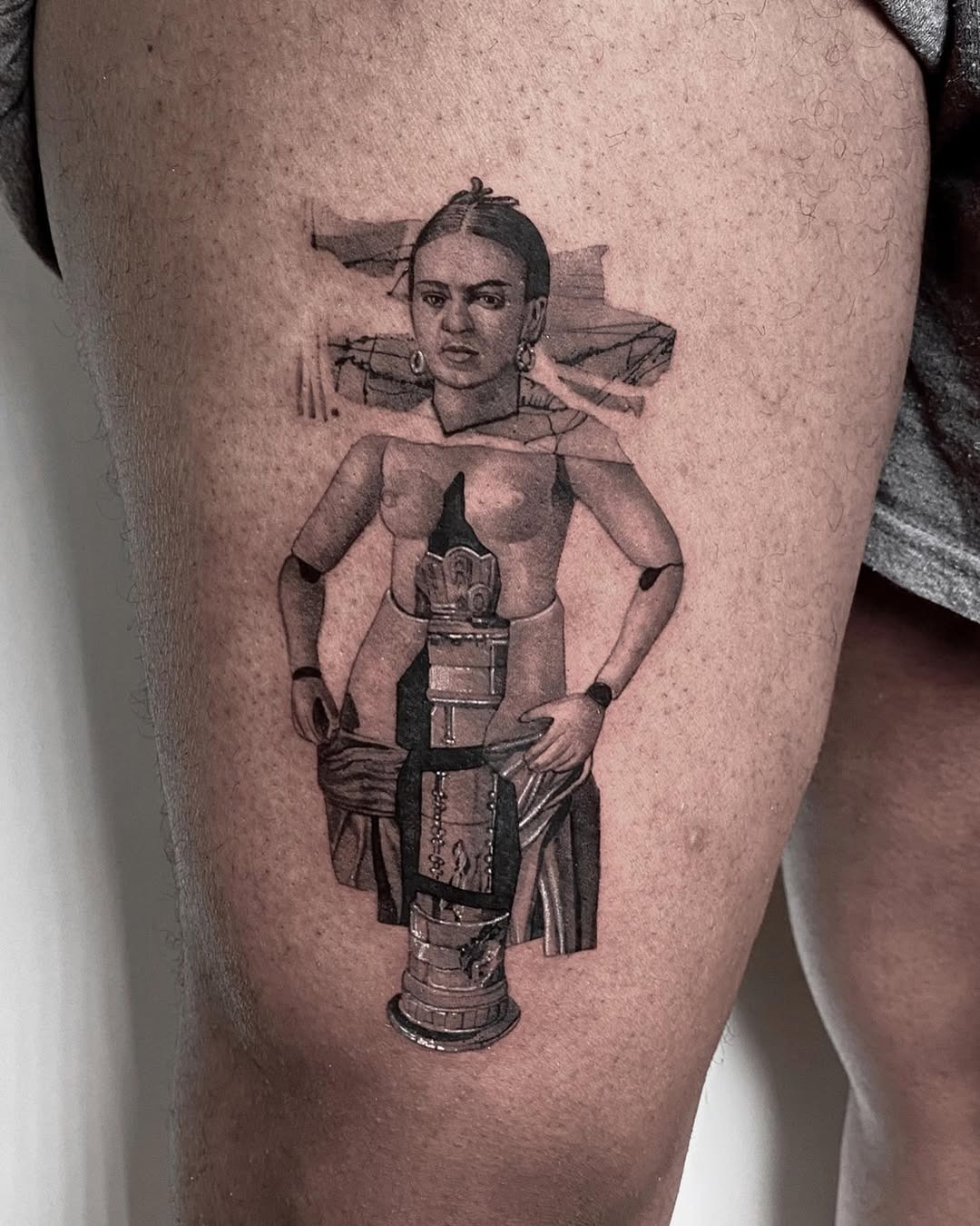 Intricate depiction of Frida Kahlo in tattoo form Tattoo Design