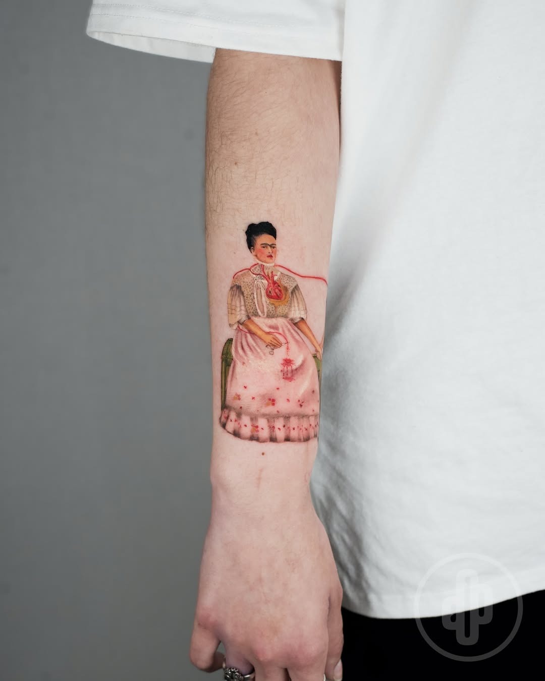 Striking Frida Kahlo tattoo with tropical vibes Tattoo Design