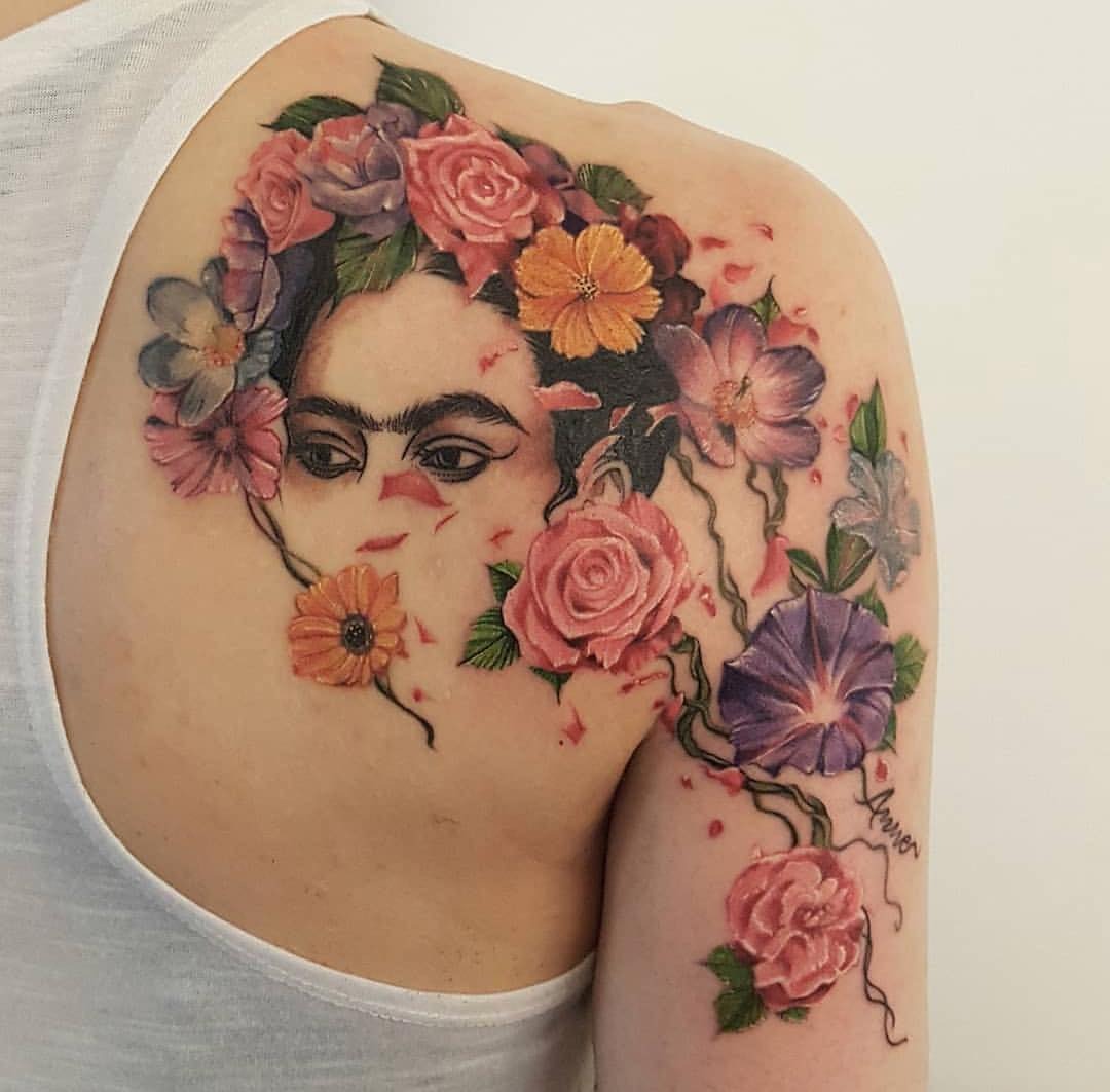Vibrant Frida Kahlo Character Tattoo Tattoo Design