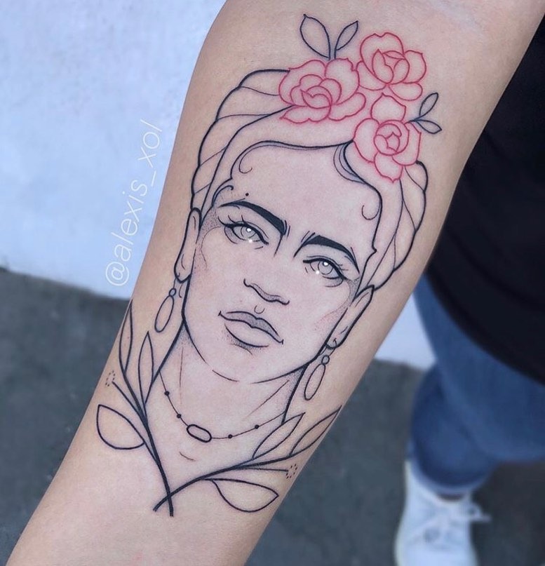 Vibrant Tribute to Frida Kahlo's Spirit Tattoo Design