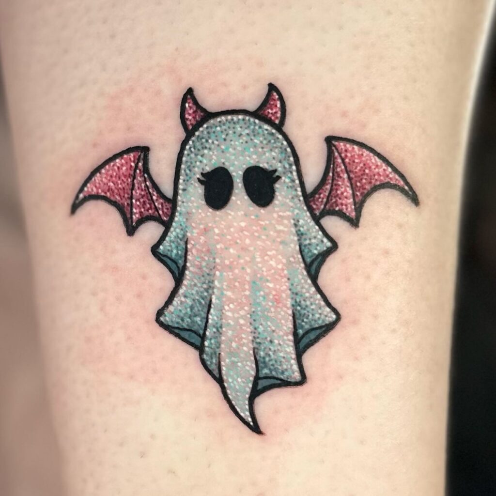 Floral Ghost with 13 Balloon Tattoo Design