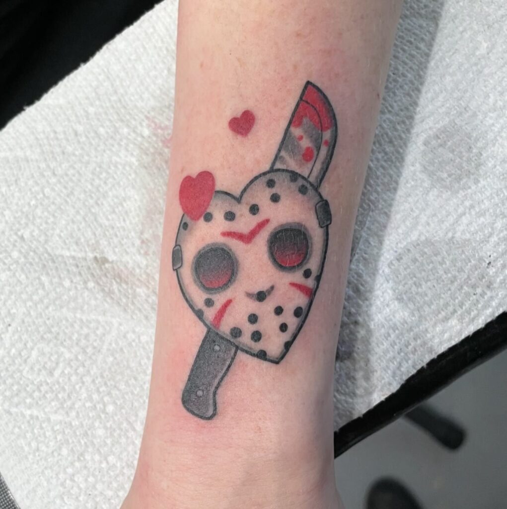 Friday the 13th Heart and Mask Tattoo Tattoo Design