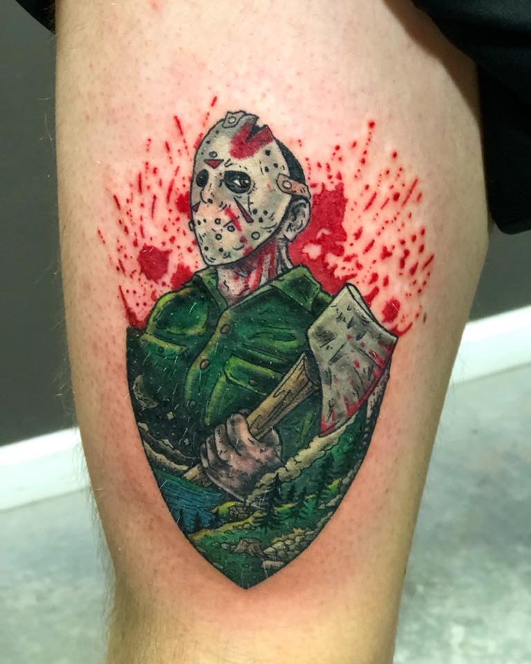 Jason Mask with Axe Tattoo Tattoo Design