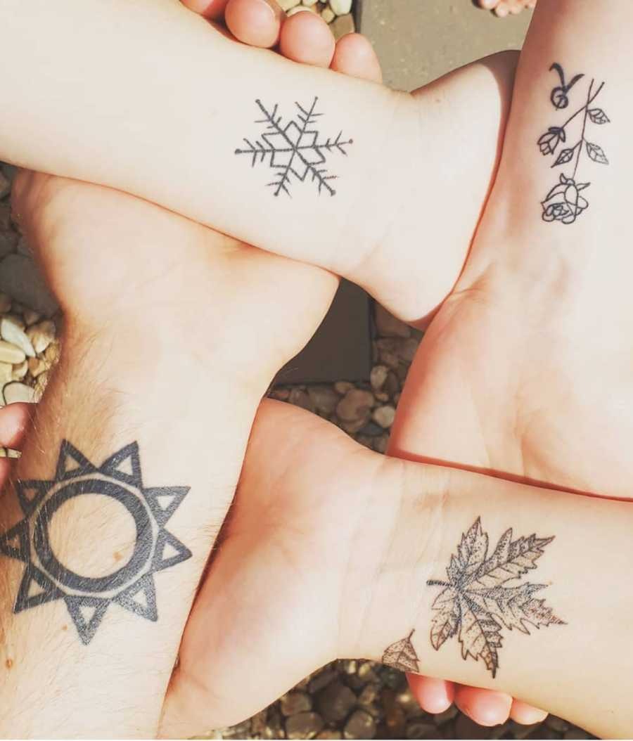 Red and Rosé Matching Wine Glass Hip Friend Tattoo Tattoo Design