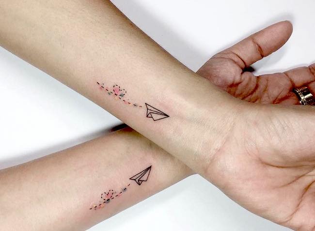 Simple Solid and Outlined Stacked Hearts Best Friend Tattoos Tattoo Design