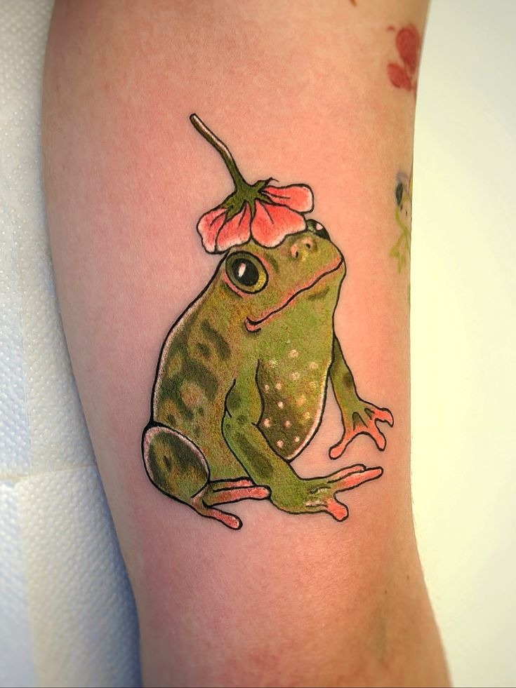 Flower Hat Frog Tattoo Tattoo Design