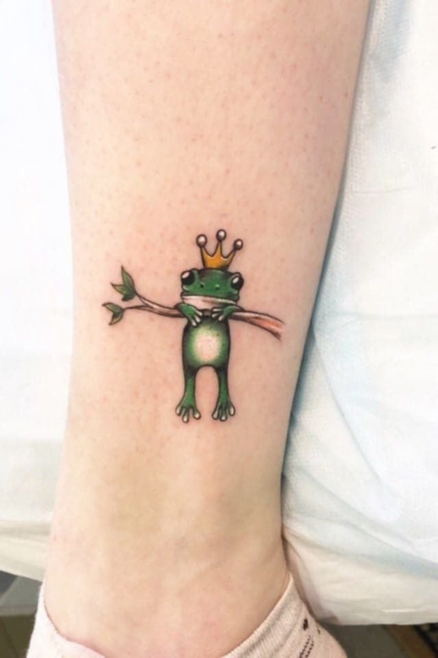 Frog Prince on a Branch Tattoo Tattoo Design