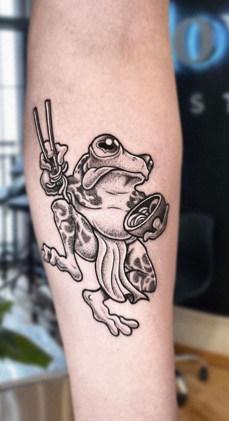 Japanese Noodle Frog Tattoo Tattoo Design