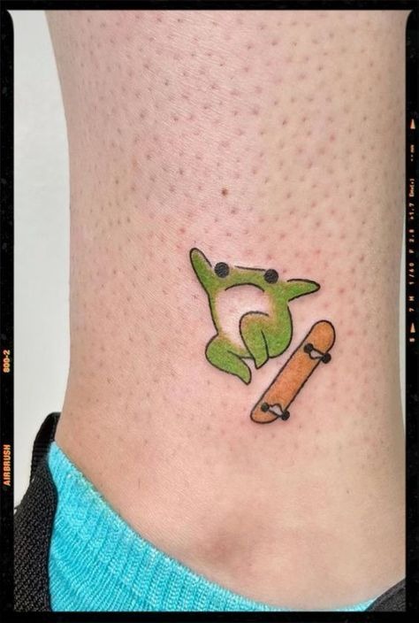 Tiny Skateboarding Frog Tattoo Tattoo Design