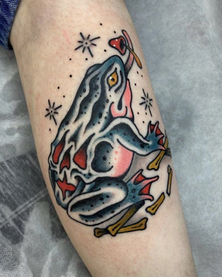 Traditional Blue Frog Tattoo Tattoo Design