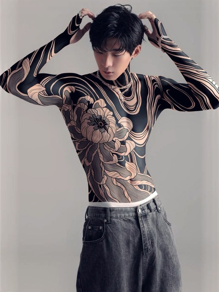 Geometric Black Sleeve Balance Tattoo Design