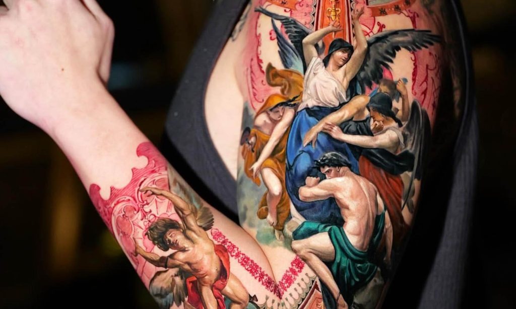This sleeve is a masterpiece, reminiscent of the grand artworks of the Renaissance.
