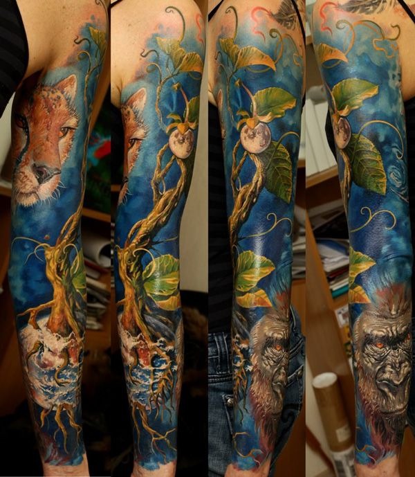 This sleeve brings together the ancient and the mythical, featuring a powerful wolf, a wise old tree, and a spectral figure peeking through the foliage.