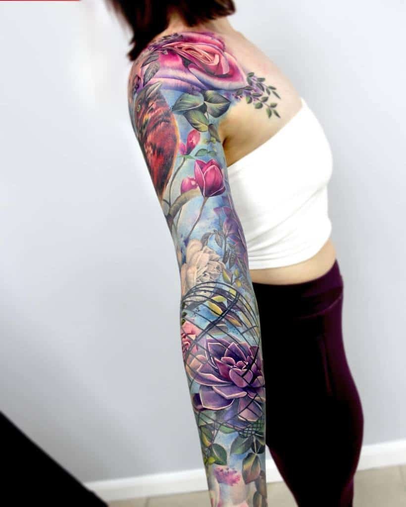 A celebration of nature's delicate beauty, this sleeve is a bouquet of flowers rendered in soft pastels and bold hues.