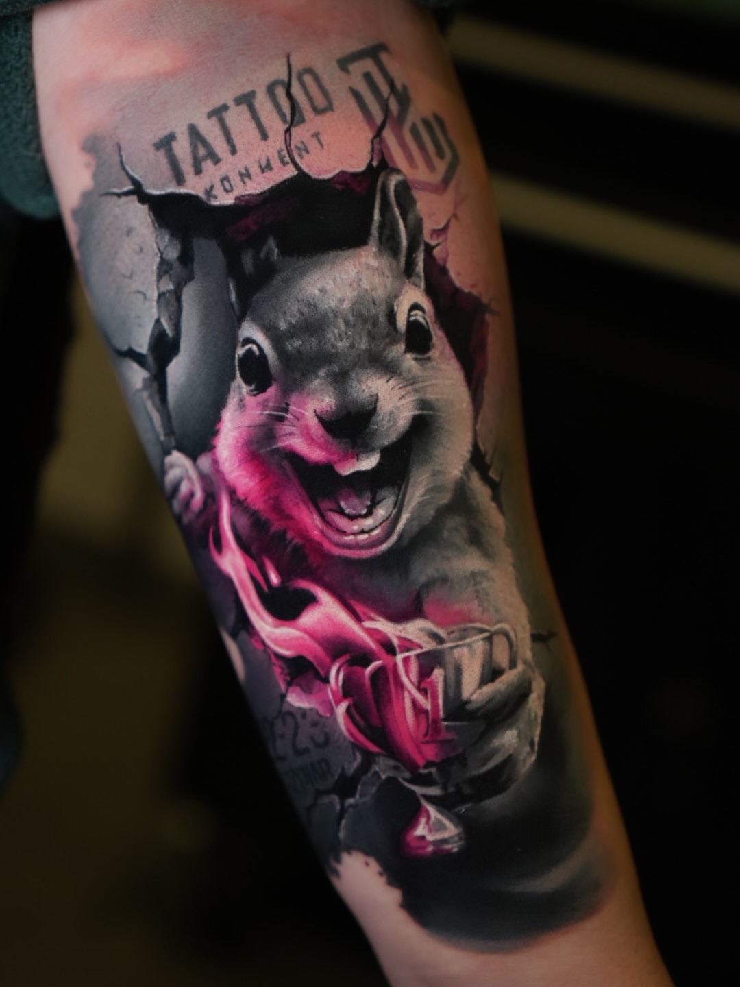 Crazy Squirrel Coffee Cup Tattoo Tattoo Design