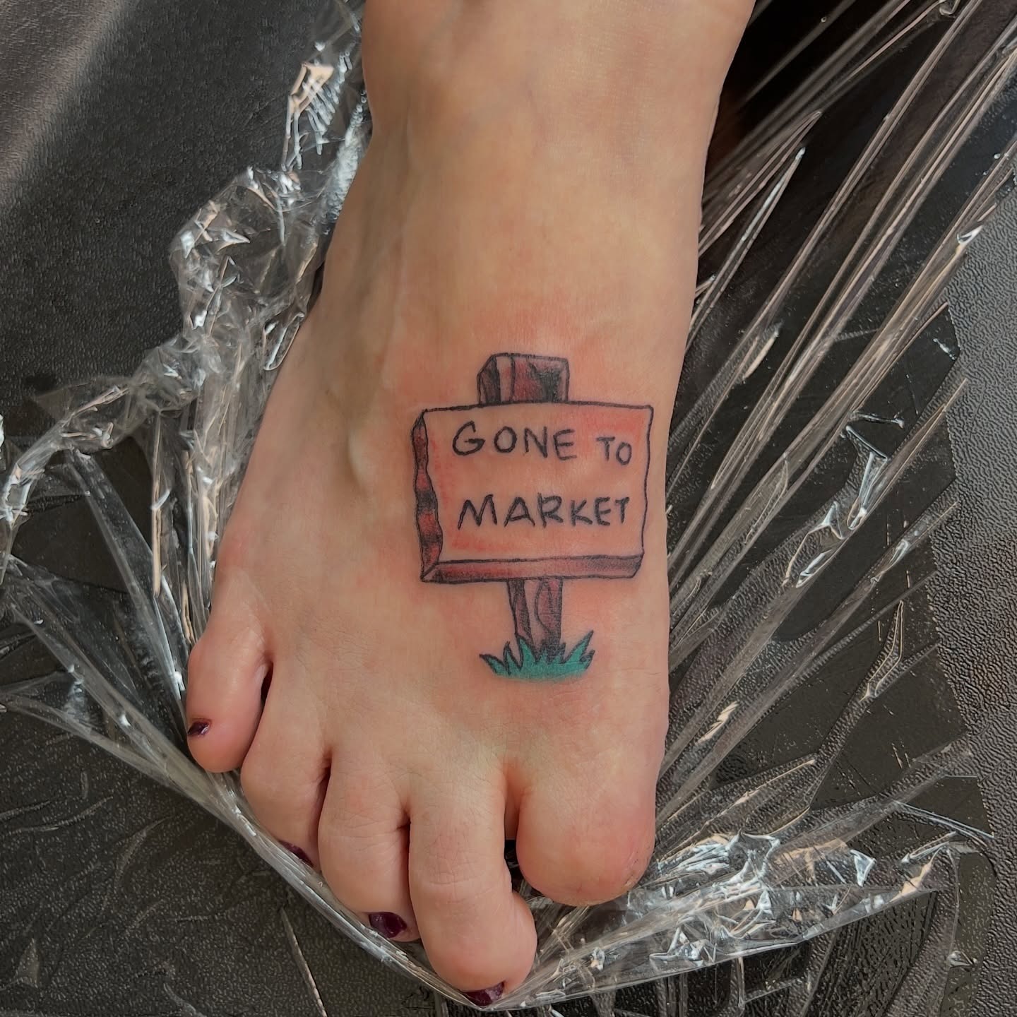 Gone To Market Sign Tattoo Tattoo Design