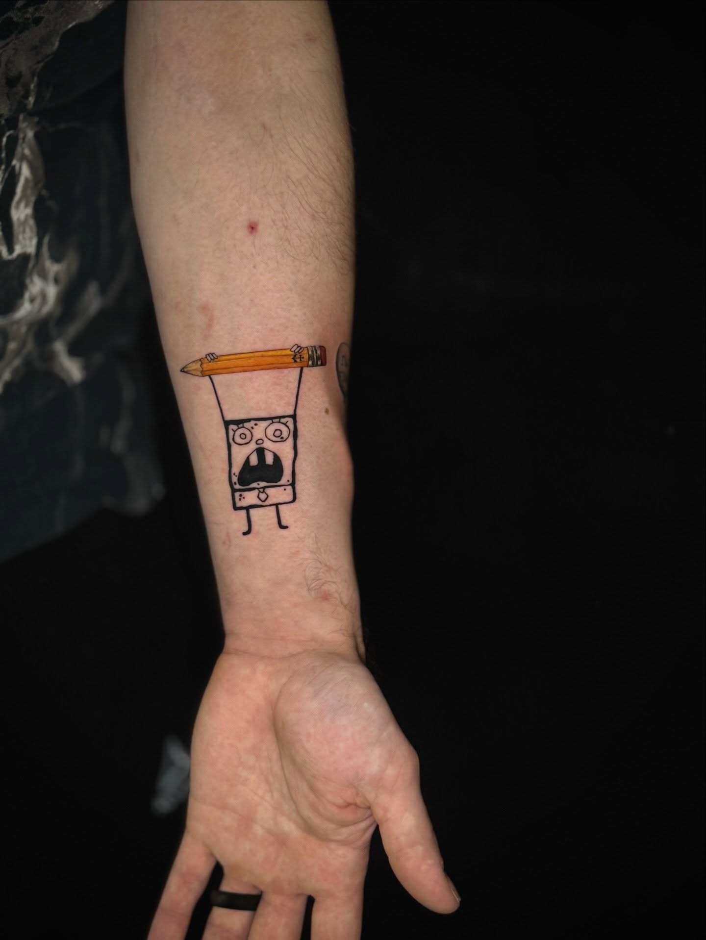 Screaming Cartoon Lifting Pencil Tattoo Tattoo Design