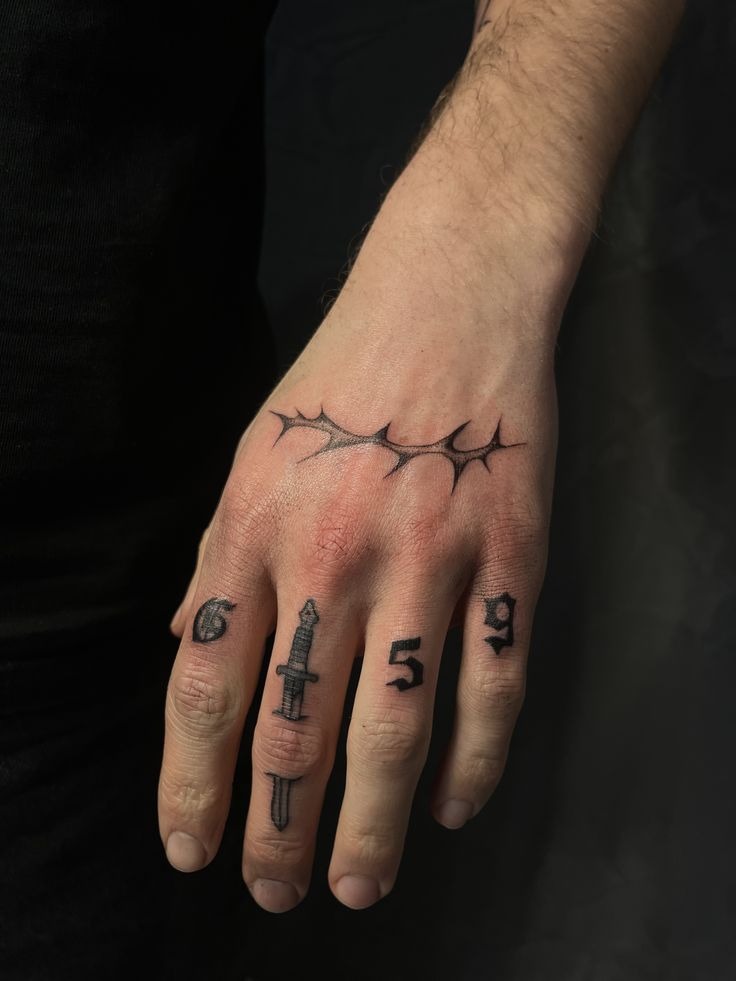 G59 with Skull Line Art Tattoo Design