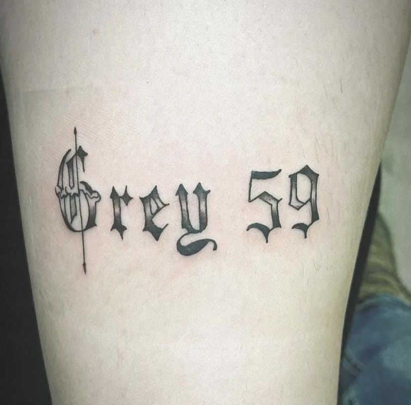 Grey 59 Vertical Gothic Ink Tattoo Design