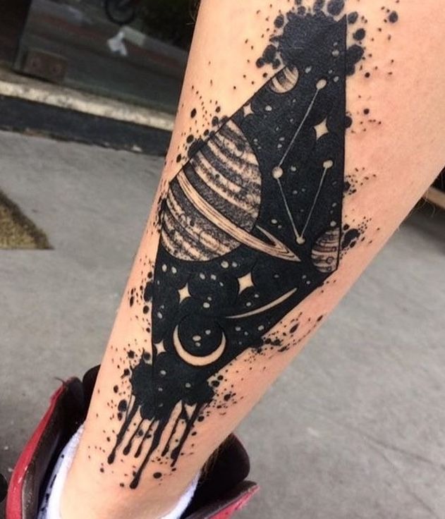 Black Ink Planet Window Tattoo, a tattoo design rendered in clean detailed linework.