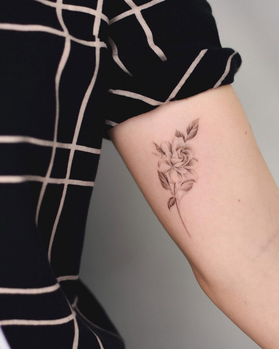Elegant gardenia tattoo with delicate shading Tattoo Design
