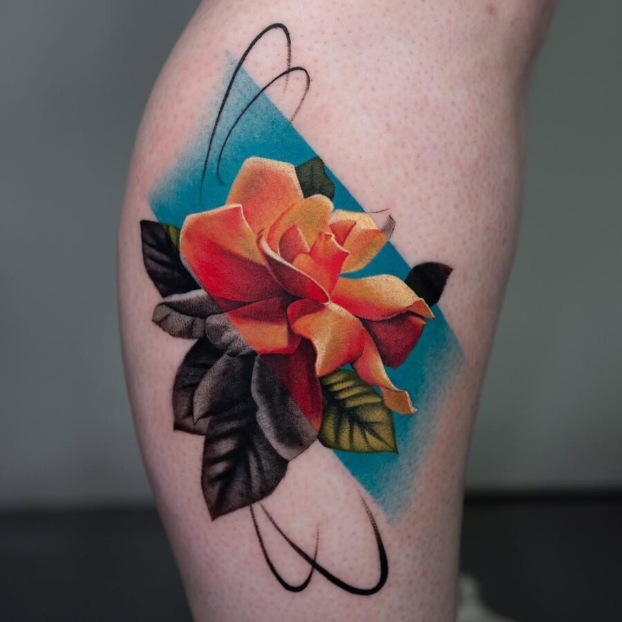 Vibrant gardenia tattoo with artistic flair Tattoo Design