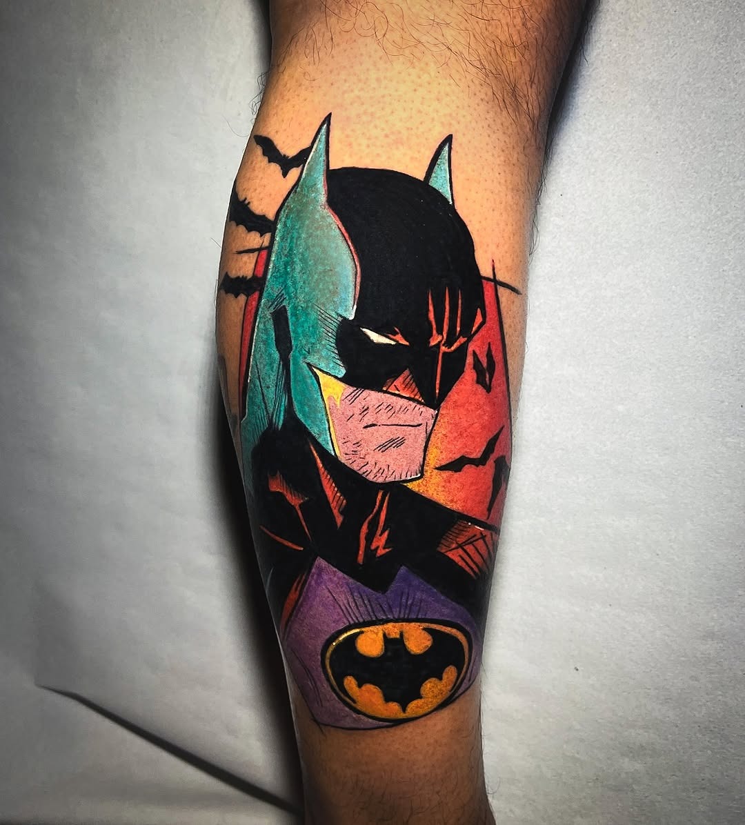 Bold Batman Tattoo Showcasing Vivid Colors Tattoo Design