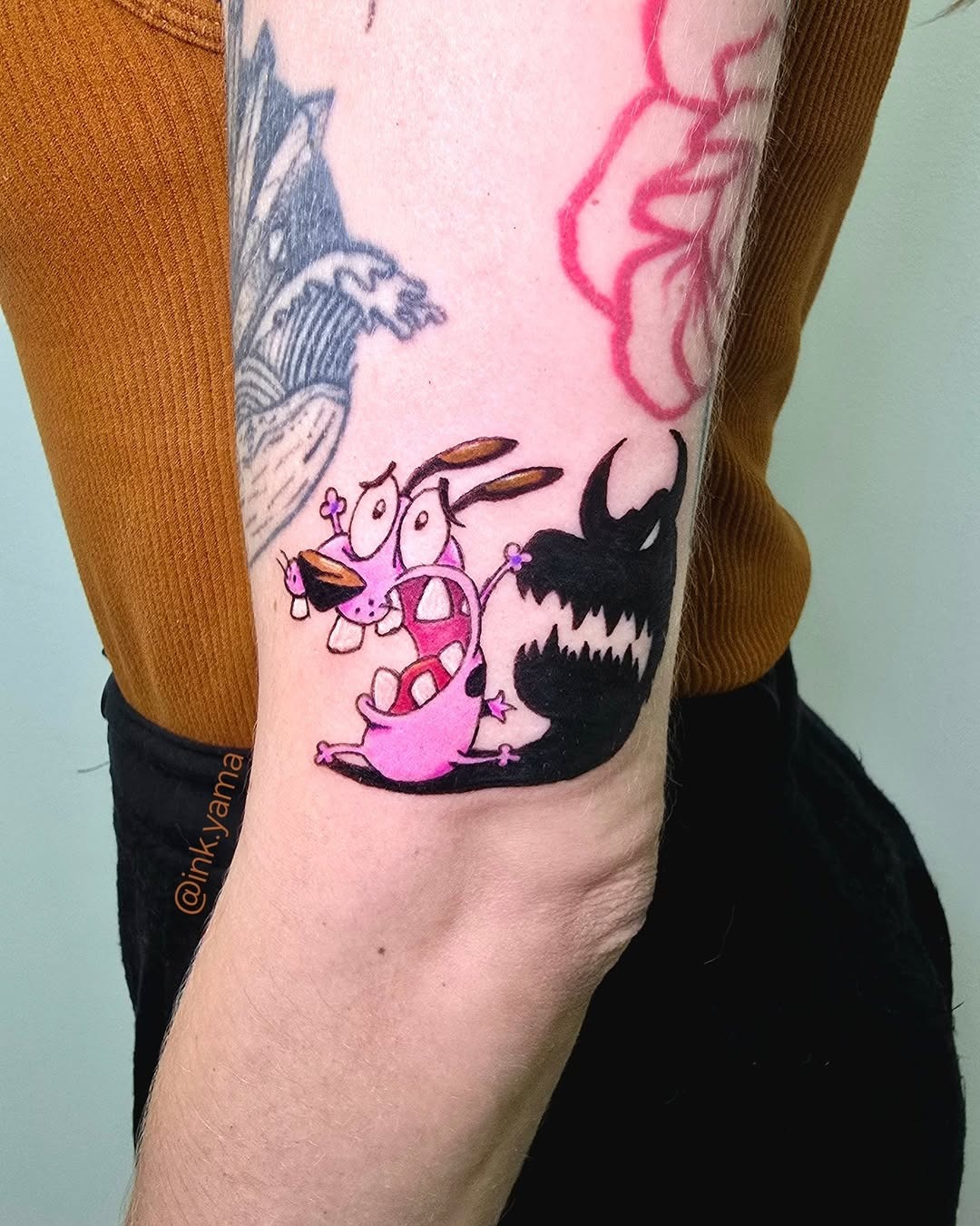 Courage the Cowardly Dog's iconic fear captured Tattoo Design