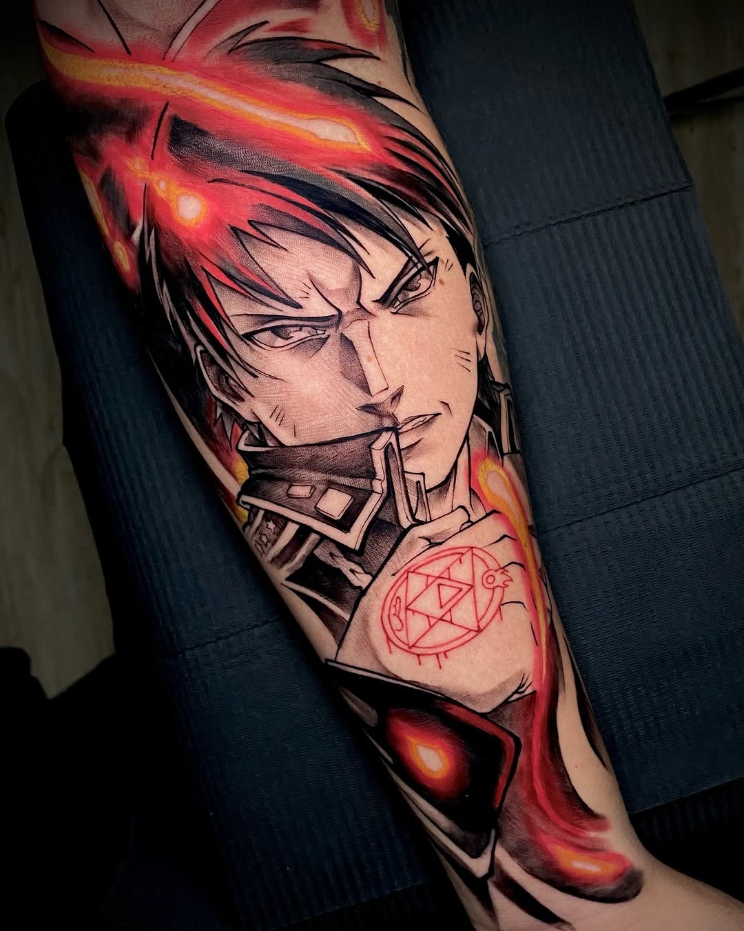 Dynamic anime tattoo full of energy and emotion Tattoo Design