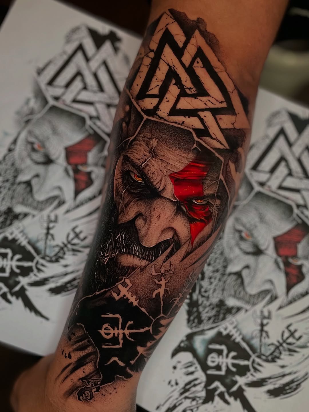 Epic Kratos Tattoo from God of War Tattoo Design