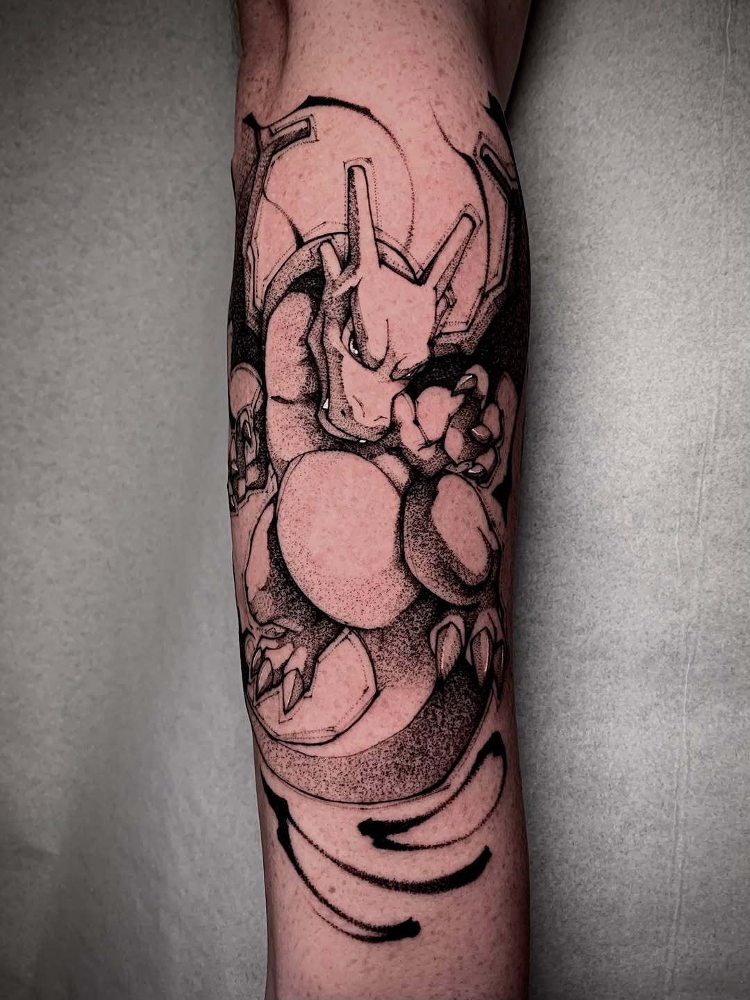 Epic Mewtwo Tattoo Showcasing Impressive Detail Tattoo Design