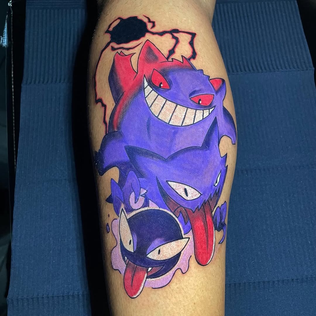 Vibrant Ghost Pokémon Tattoo Composition Tattoo Design
